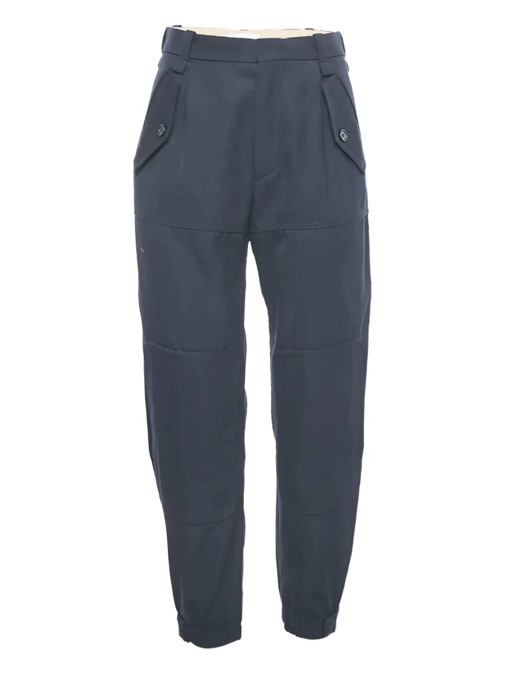 Pre-owned Chloé Gabardine Straight-leg Trousers In Blue