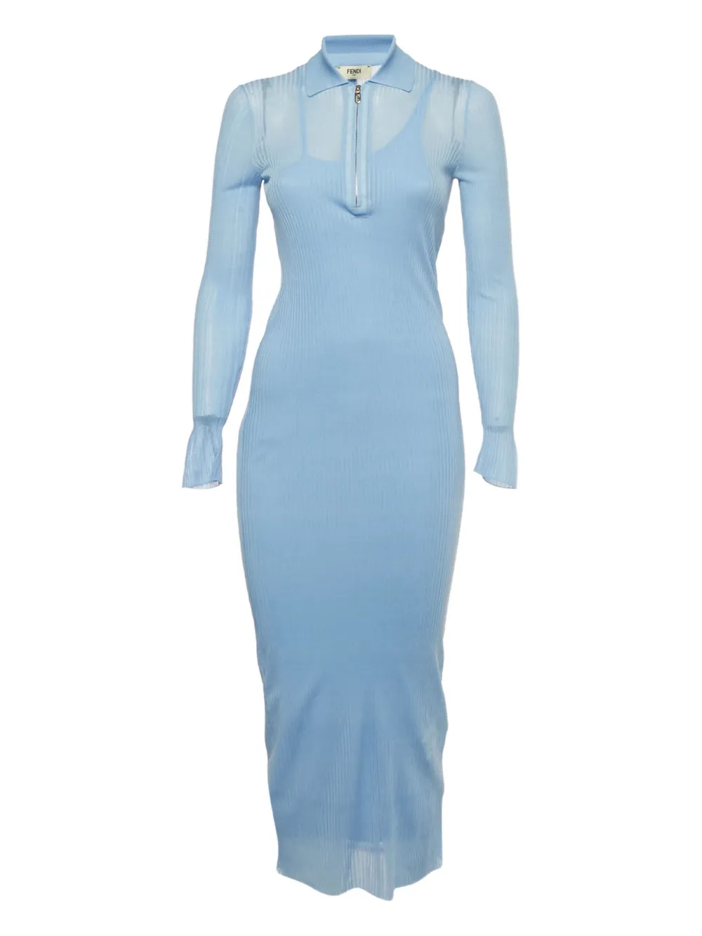 Fendi Pre-Owned ribbed zip-front dress - Blue