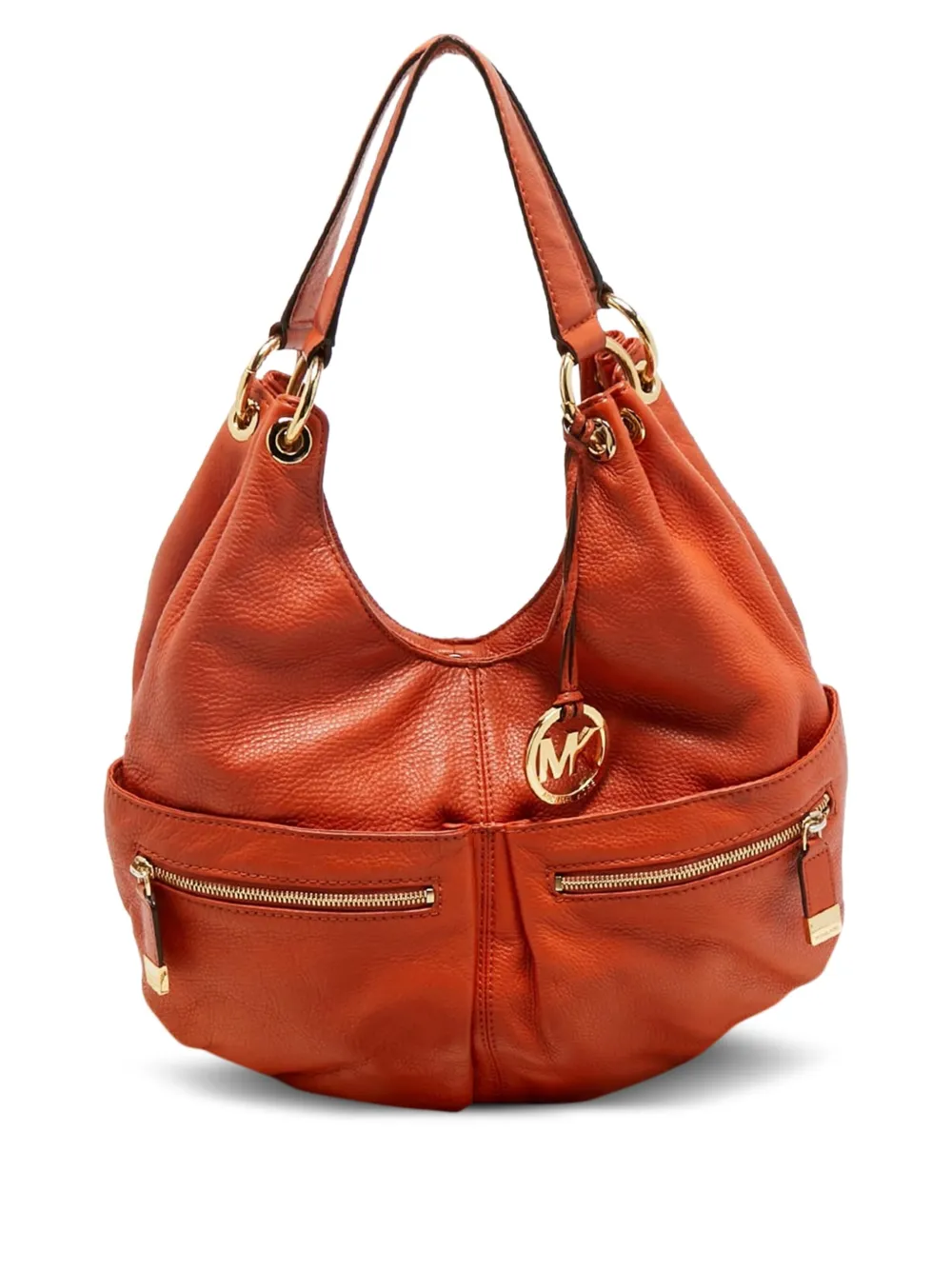 Pre-owned Michael Kors Vintage Large Layton Leather Shoulder Bag In Orange
