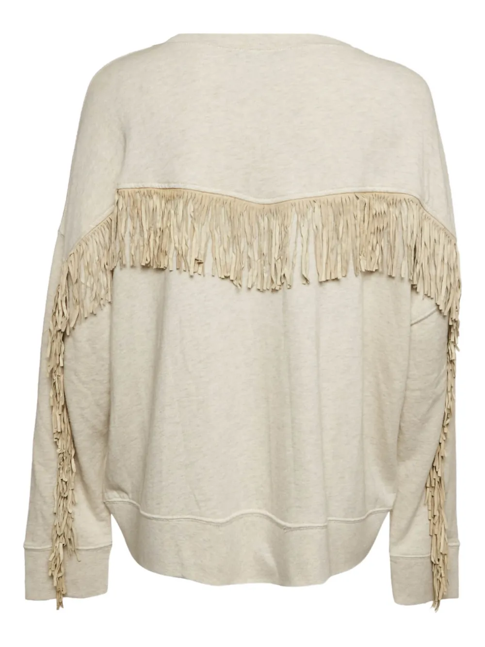 Pre-owned Polo Ralph Lauren Vintage Suede-trimmed Fringe Sweatshirt In Neutral