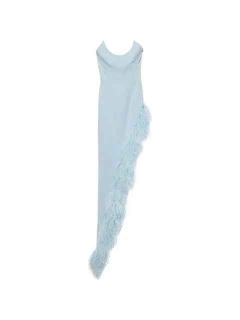 David Koma feather asymmetric dress