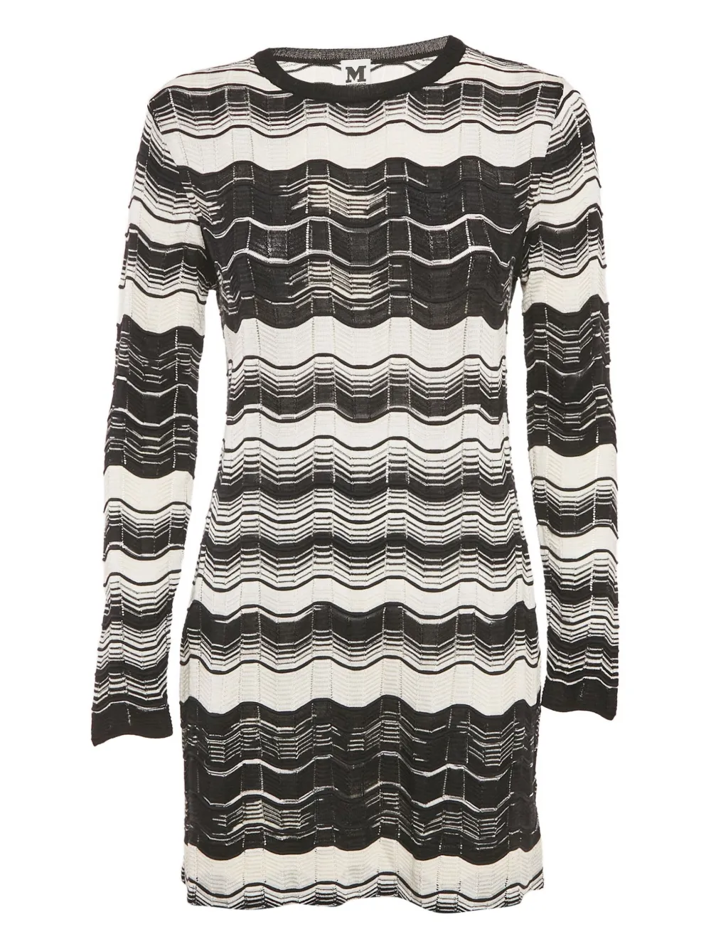 Pre-owned Missoni Wave-knit Mini Dress In Black