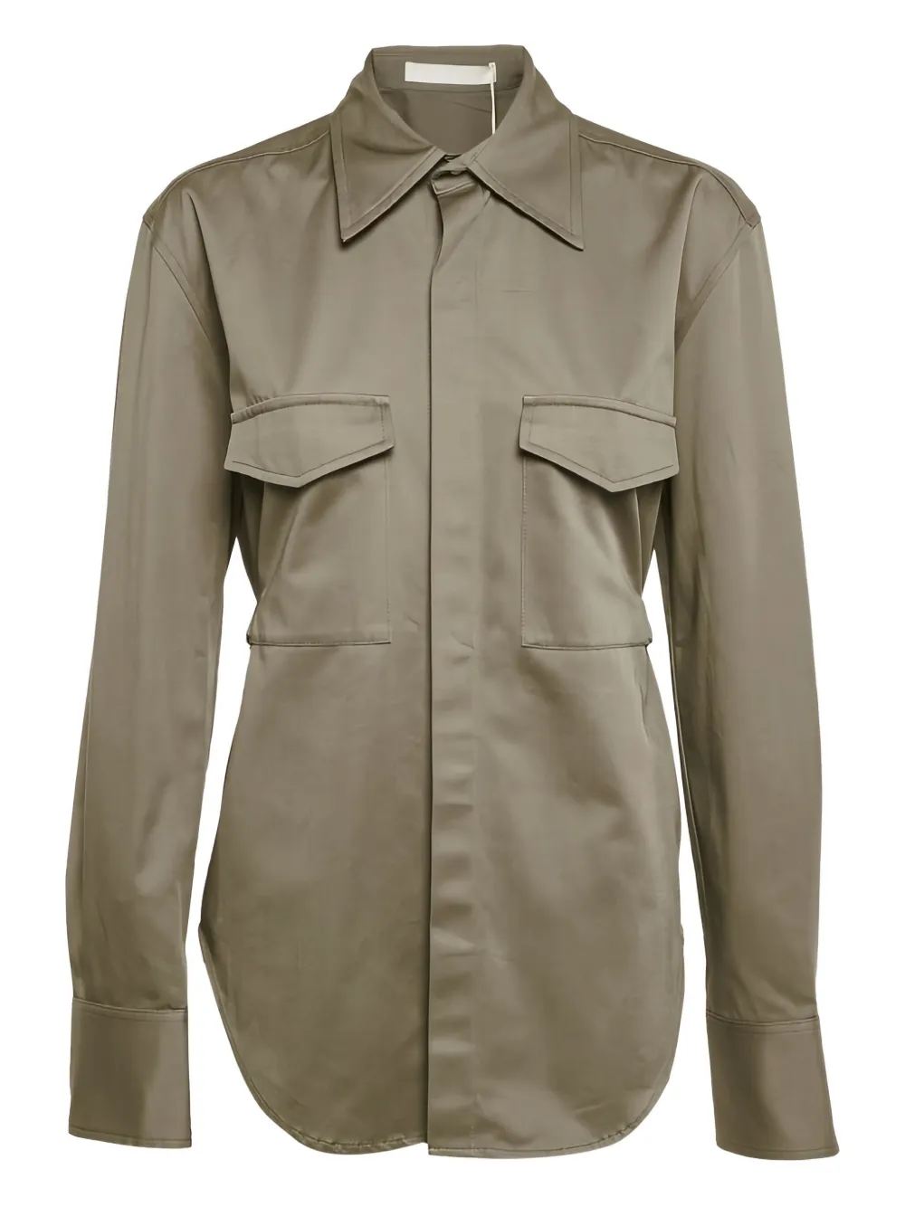Pre-owned Dion Lee Flap-pocket Belted Shirt In Green