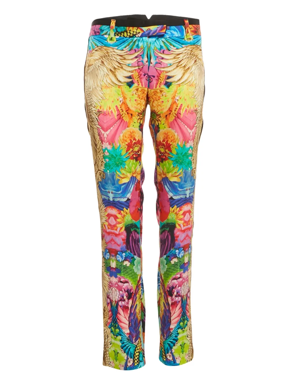 Pre-owned Roberto Cavalli Vintage Floral-print Trousers In Blue