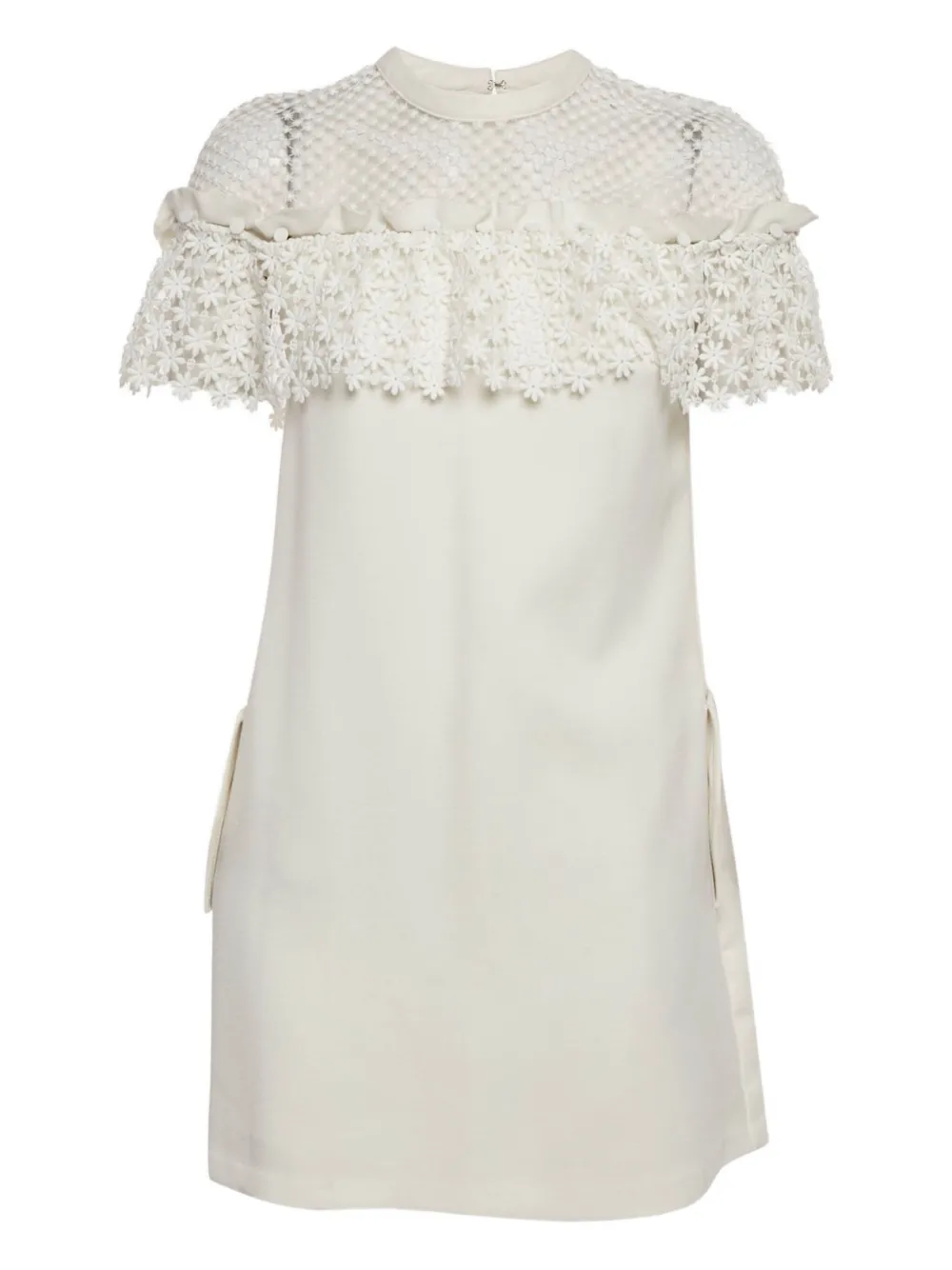 Pre-owned Self-portrait Lace-detail Mini Dress In White