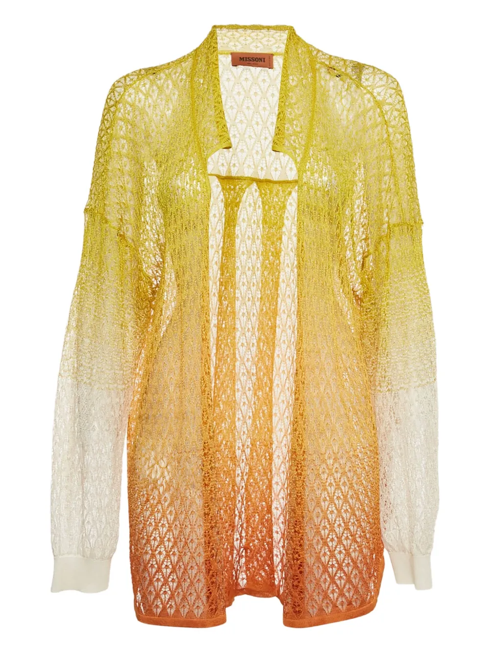 Pre-owned Missoni Crochet Knit Cardigan In Yellow