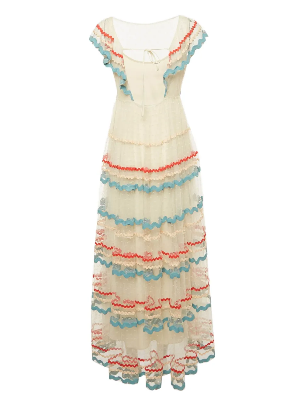 Valentino Pre-Owned Jurk met tulen ruches - Beige