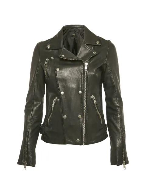 Maje Asymmetrical zip leather biker jacket