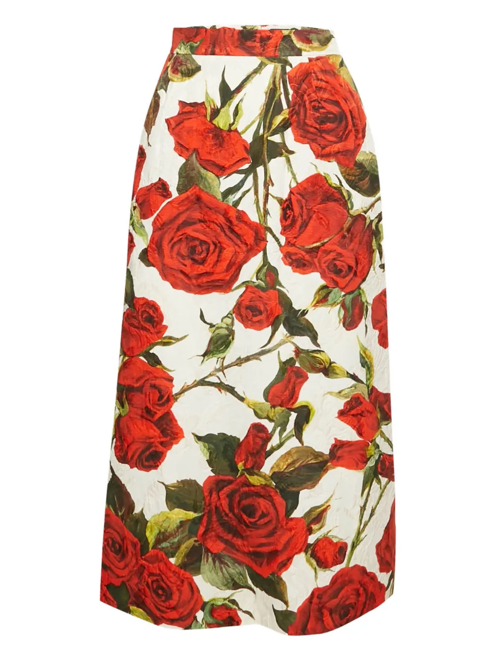 Pre-owned Dolce & Gabbana Floral-print Skirt In White