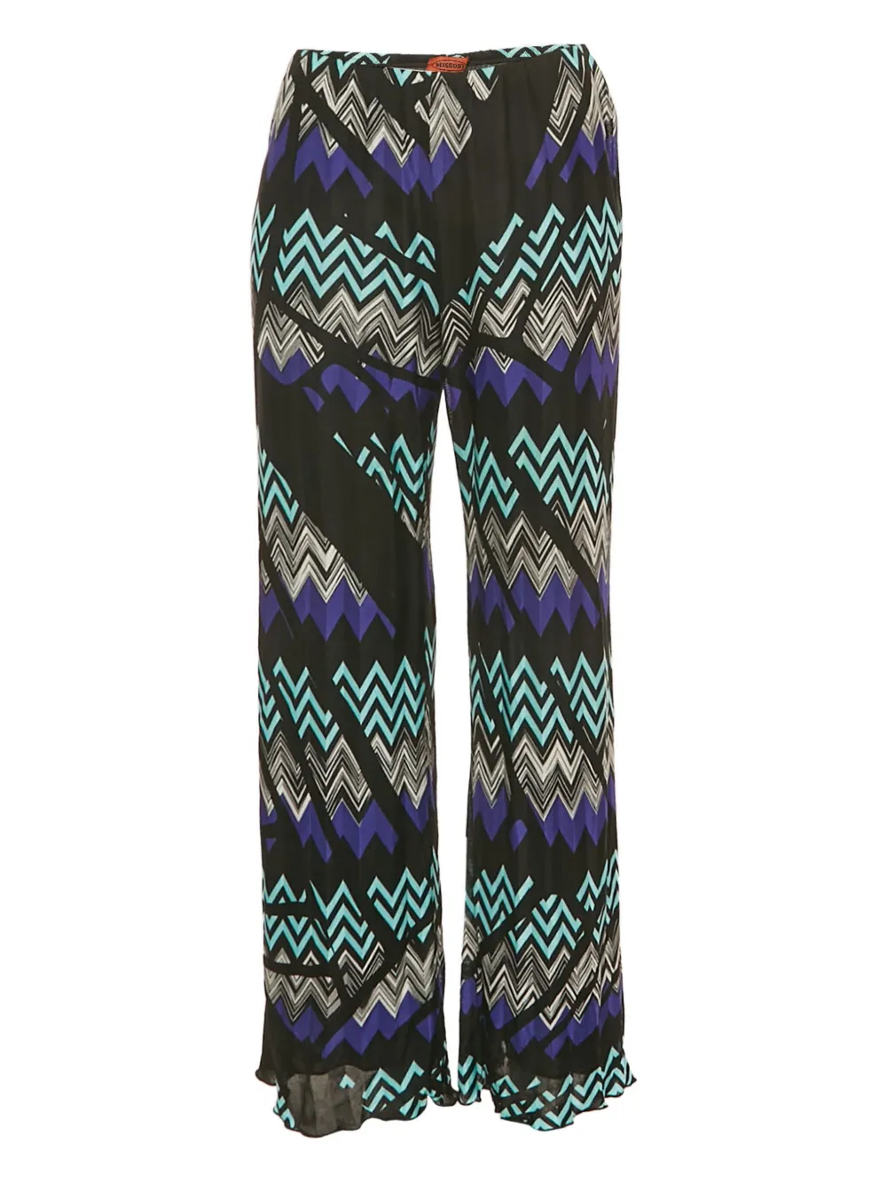 Pre-owned Missoni Zigzag-pattern Knit Trousers In Black