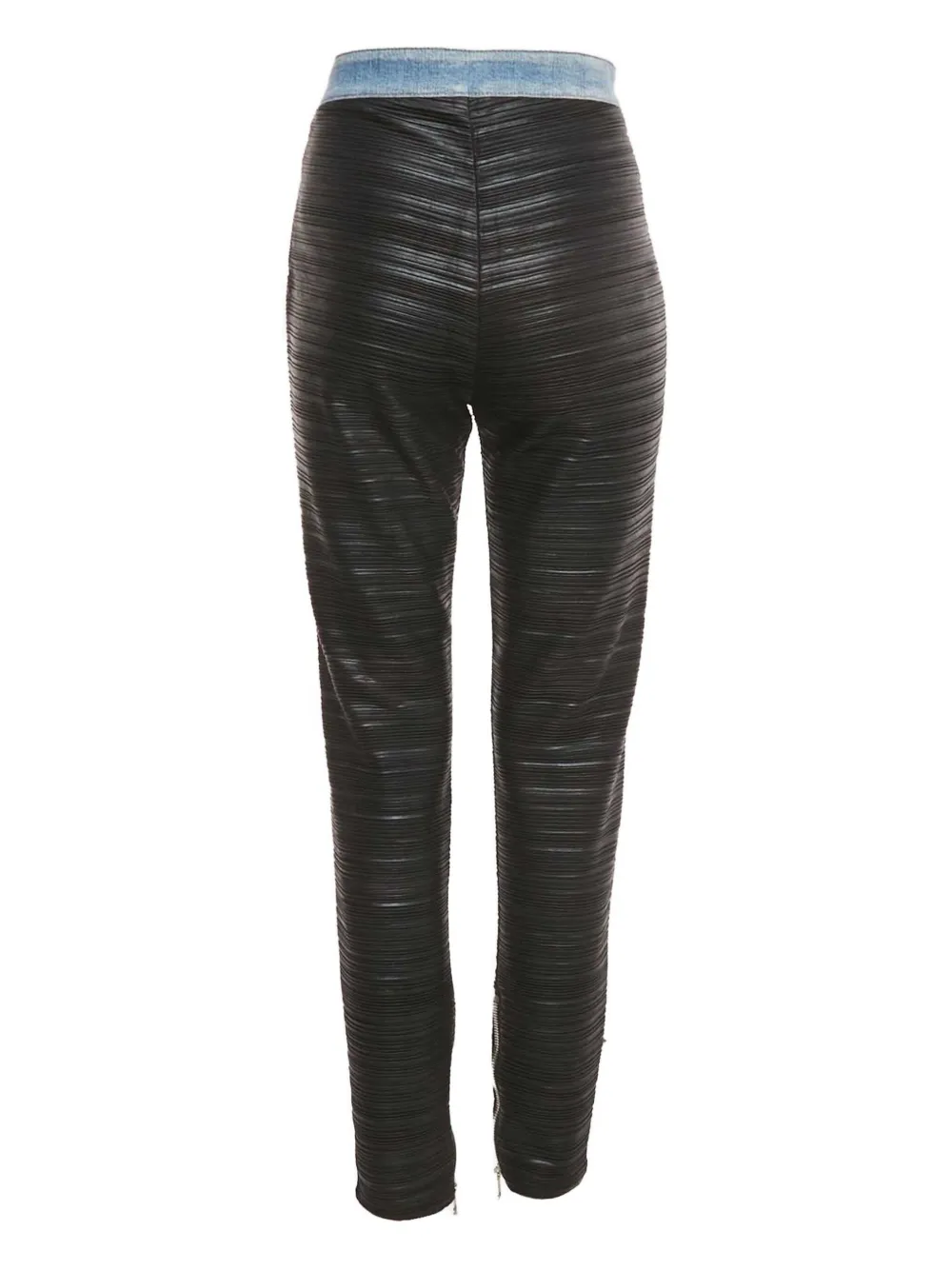 Balmain Pre-Owned Geplooide broek met denim taille - Zwart