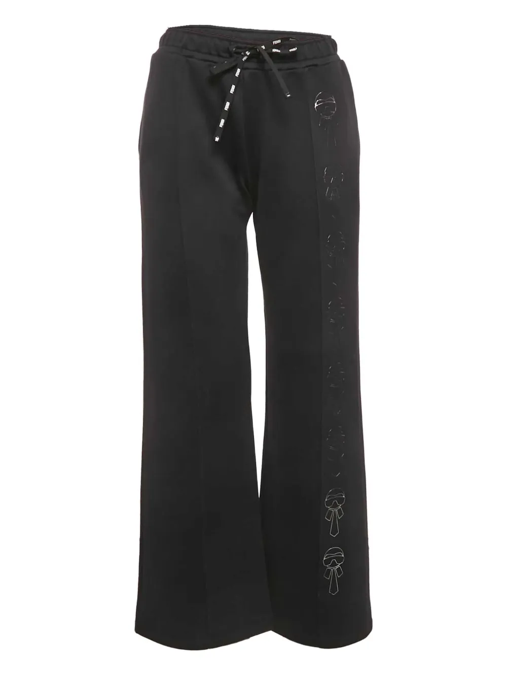 Pre-owned Fendi Illustration-print Jersey Trousers In Black