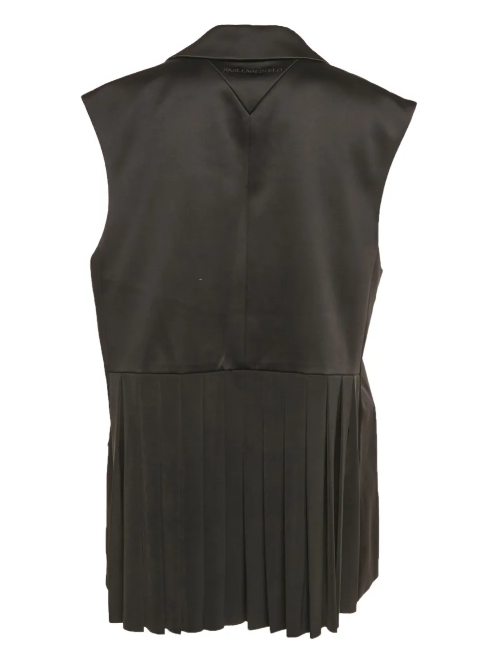 Pre-owned Karl Lagerfeld Satin Pleated Gilet In Black