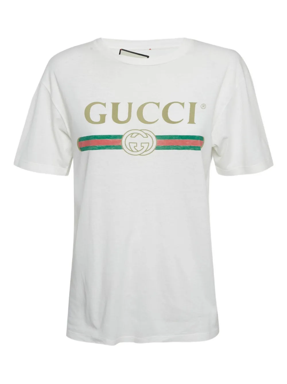 Click to view more detailed imagery on our partner's website Pre-owned Gucci Logo-print Floral-embroidered T-shirt In White