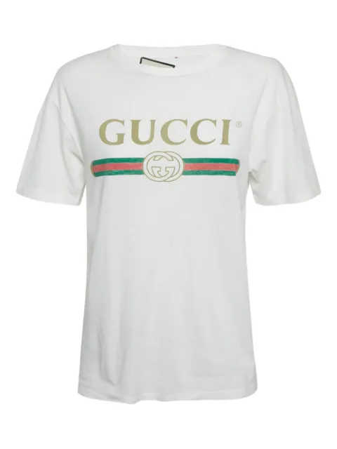 Gucci Pre-Owned logo-print floral-embroidered T-shirt