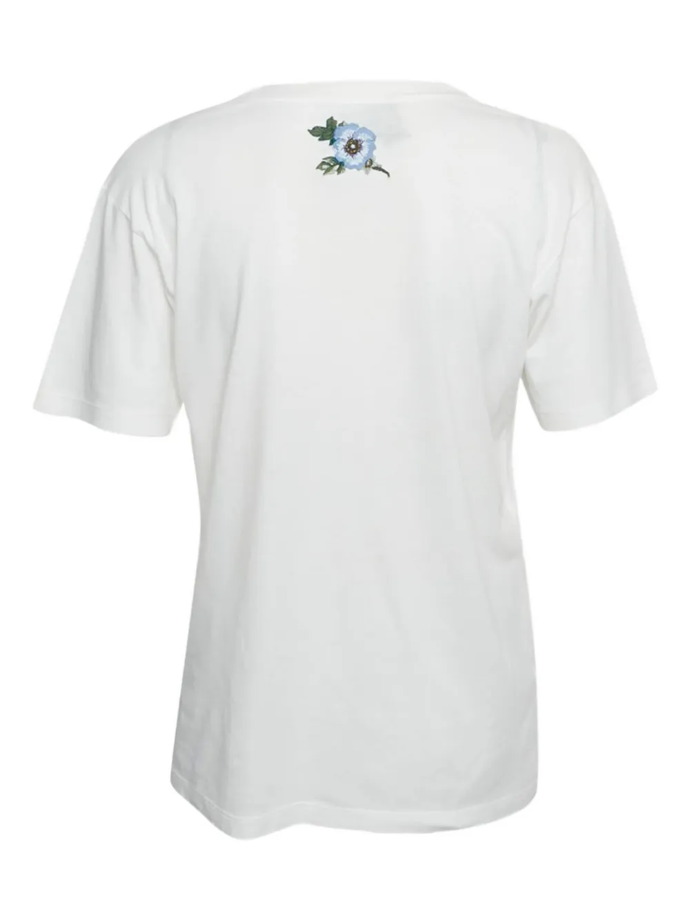 GUCCI Pre-owned Logo-print Floral-embroidered T-shirt In White