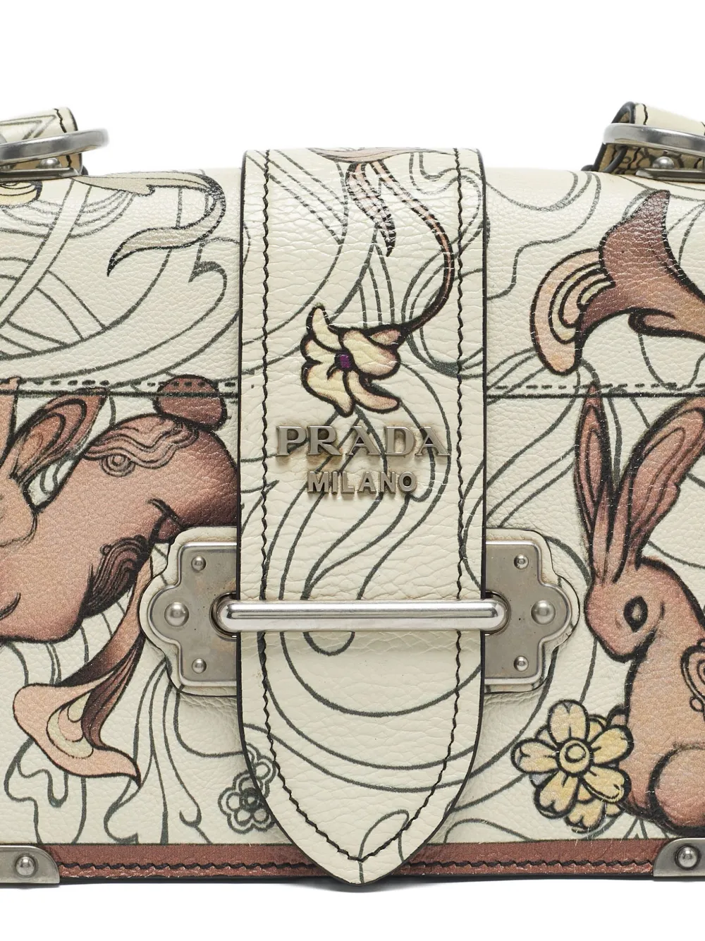 Pre-owned Prada Cahier Shoulder Bag In White