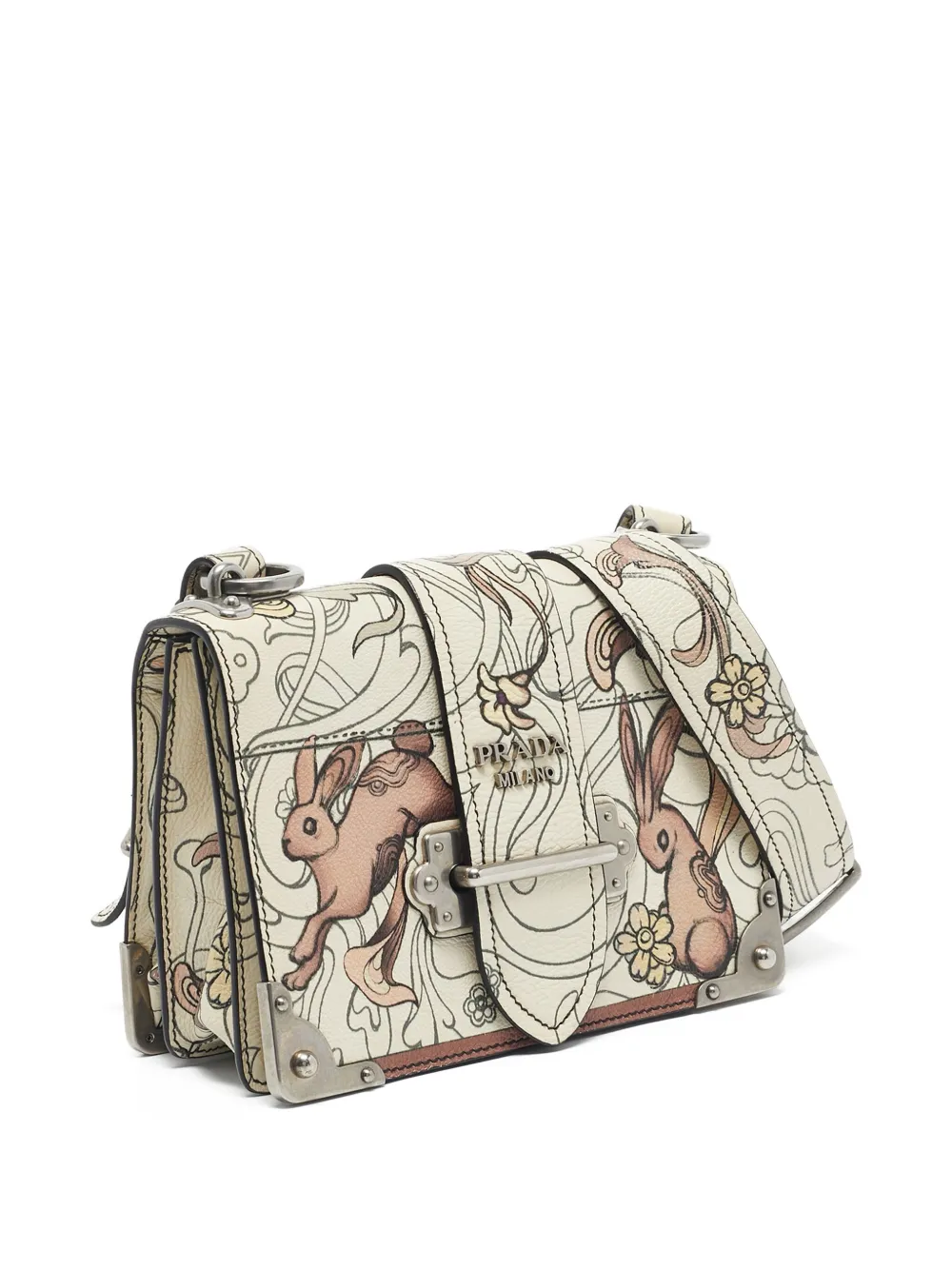 Pre-owned Prada Cahier Shoulder Bag In White