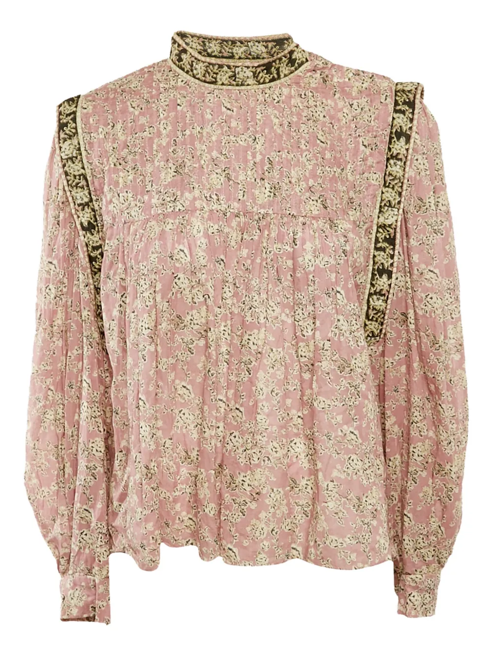 MARANT ÉTOILE Geraffte Bluse mit Blumen-Print | Rosa | Image 1