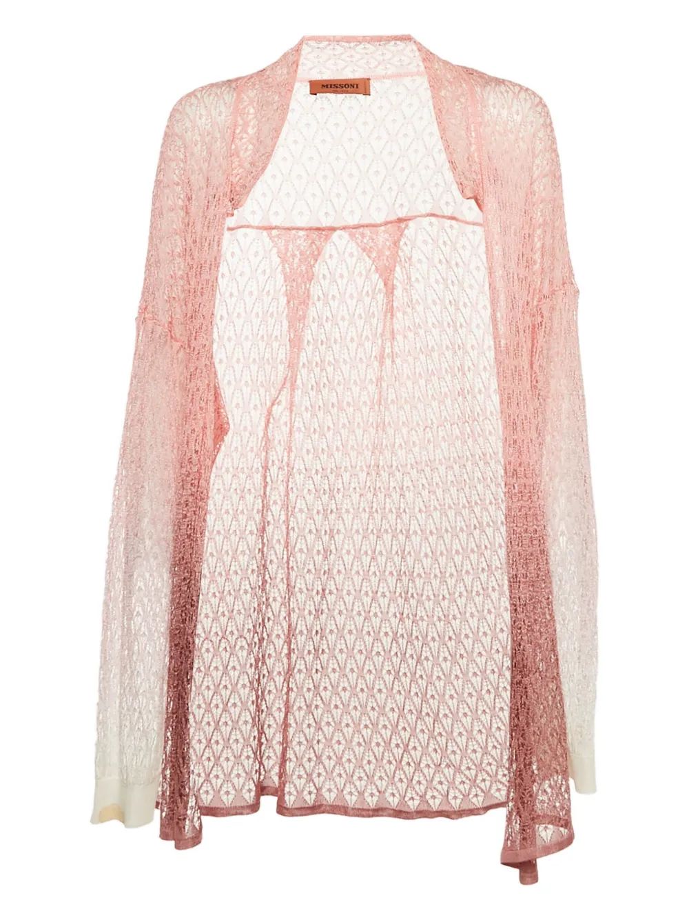 Pre-owned Missoni Crochet-knit Sheer Cardigan In Pink
