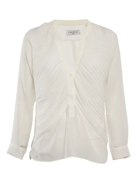 SANDRO V-neck pleated blouse