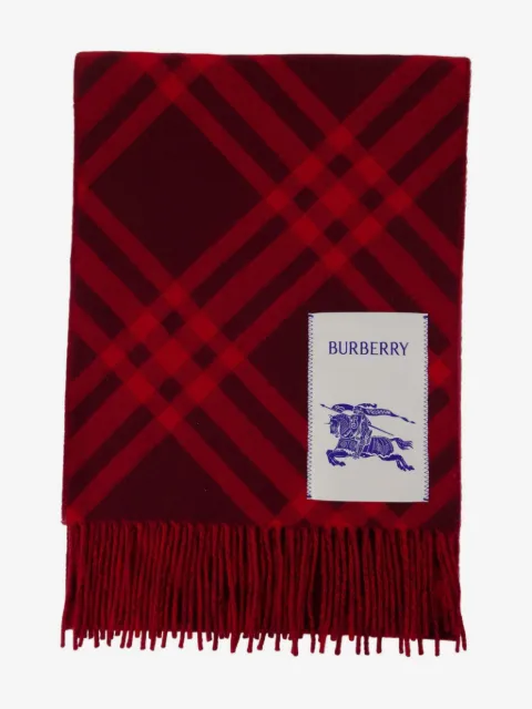 Burberry bufanda con motivo de cuadros y flecos
