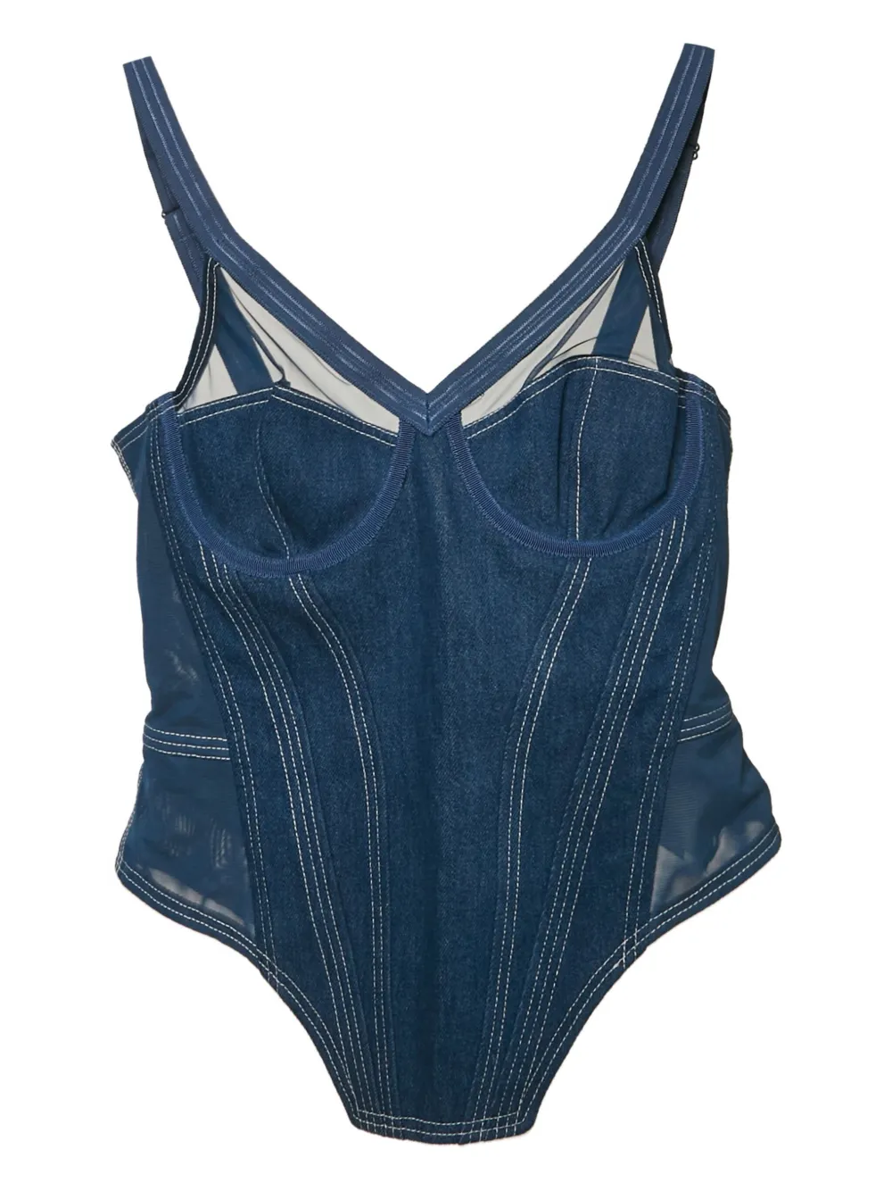 Pre-owned Burberry Denim Mesh Bustier Top In Blue