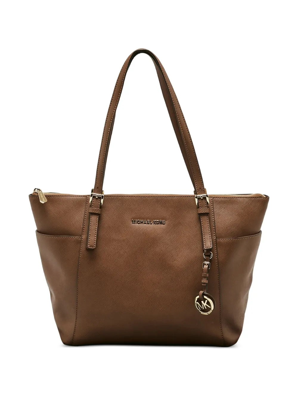 Pre-owned Michael Michael Kors Jet Set Leather Tote Bag In Brown