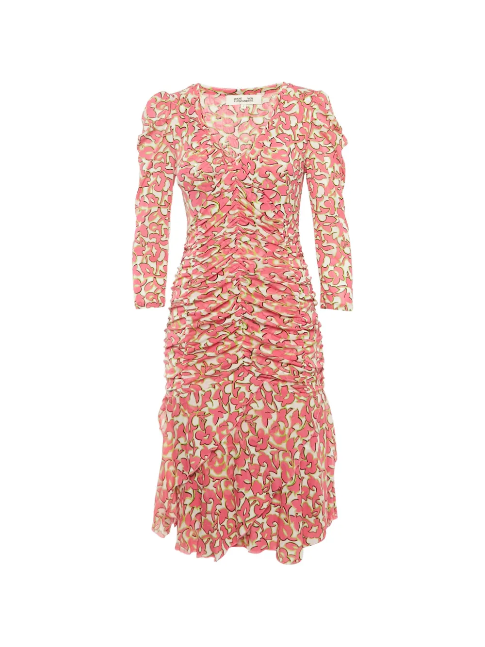DVF Diane von Furstenberg mesh abstract-print dress - Rosa