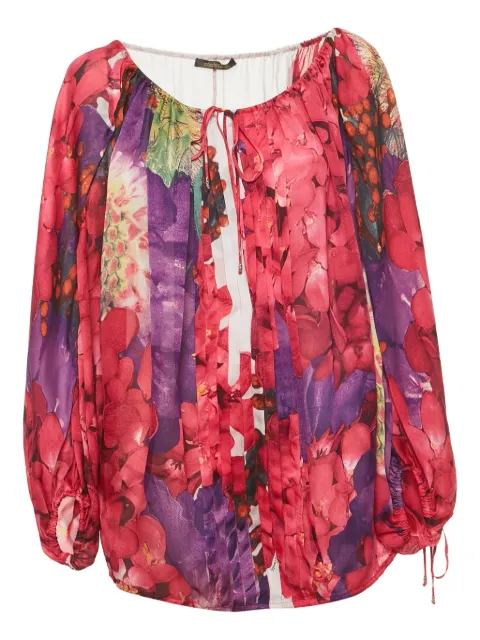 Roberto Cavalli blusa plisada con estampado floral
