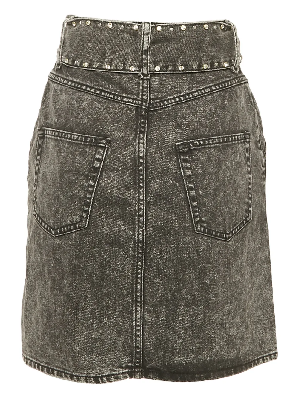 SANDRO Pre-owned Studded Denim Midi Skirt In Gray