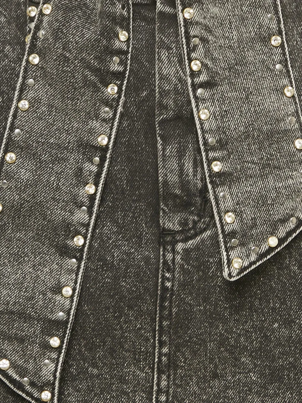 SANDRO Pre-owned Studded Denim Midi Skirt In Gray