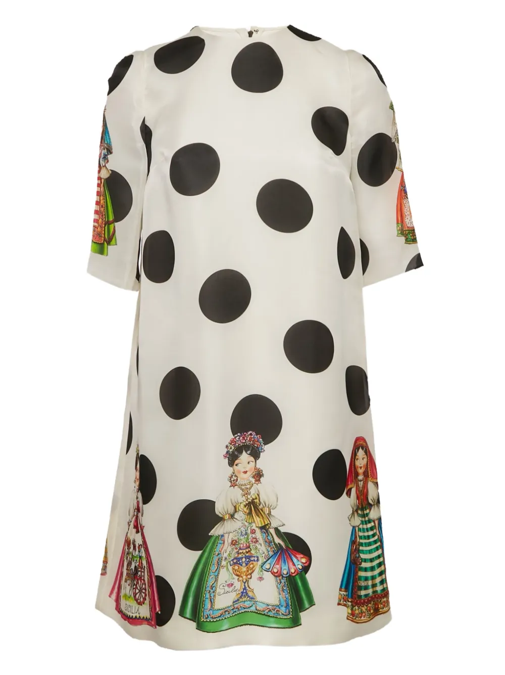 Pre-owned Dolce & Gabbana Polka-dot Print Shift Dress In White