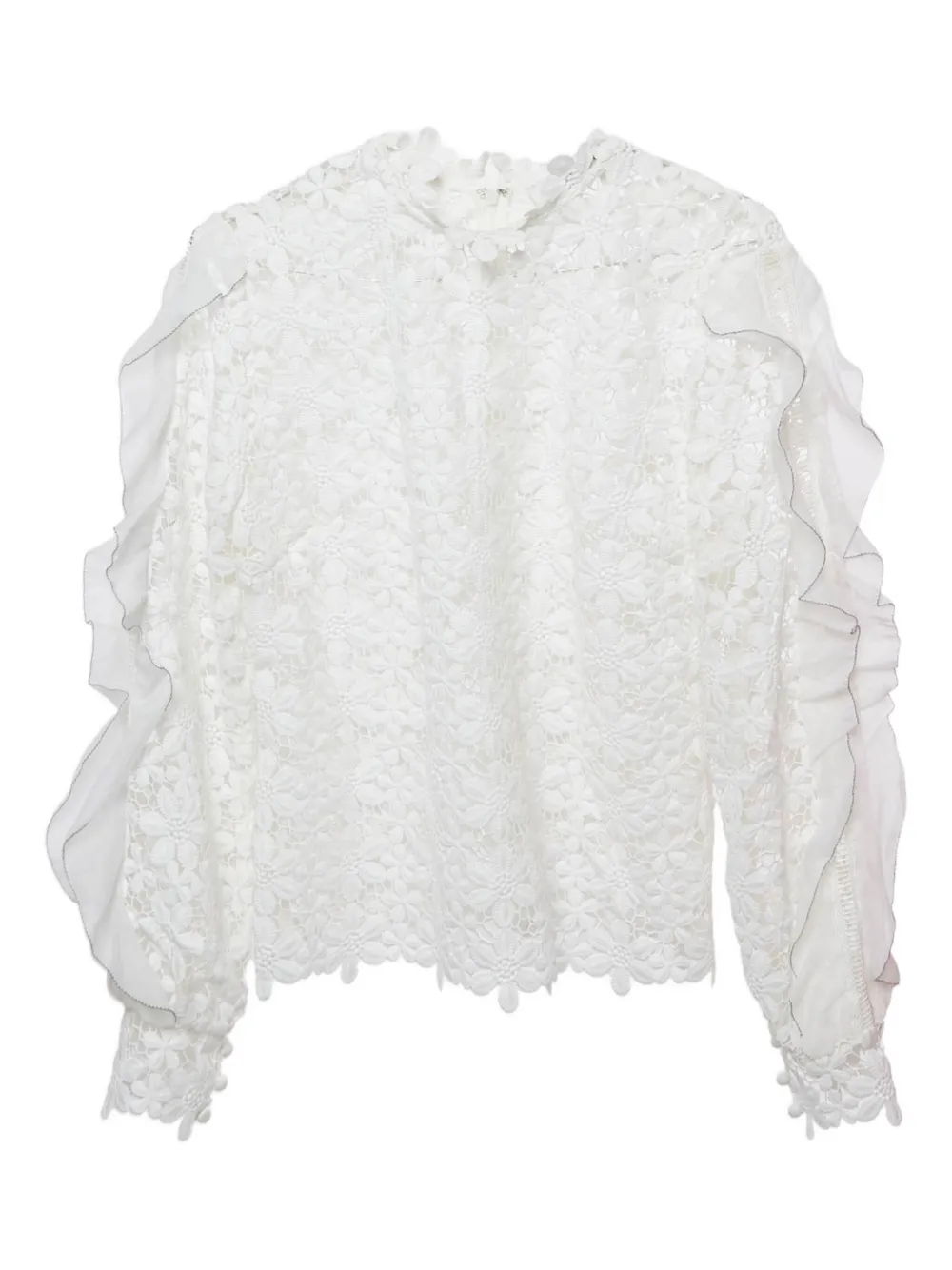 Pre-owned Self-portrait Floral-lace Blouse In White