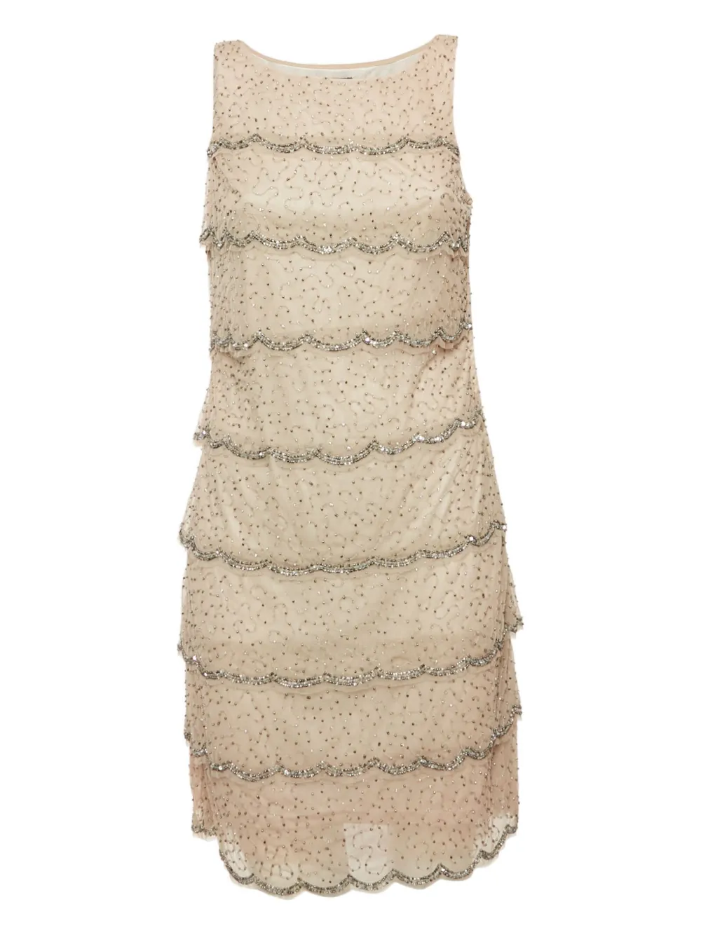 ADRIANNA PAPELL Gestuftes Minikleid mit Perlen - Nude