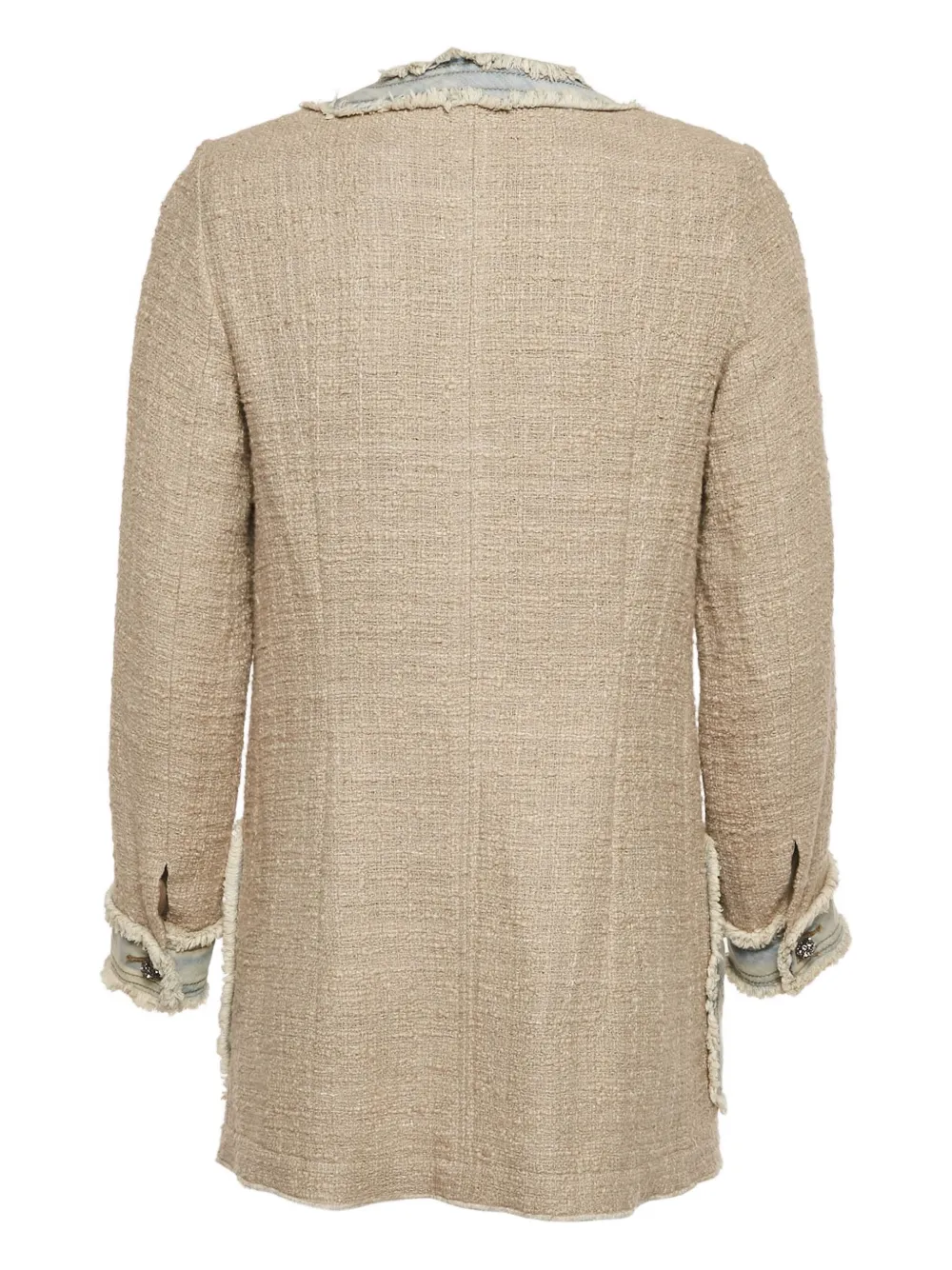 Pre-owned Dolce & Gabbana Denim-trimmed Tweed Jacket In Neutral