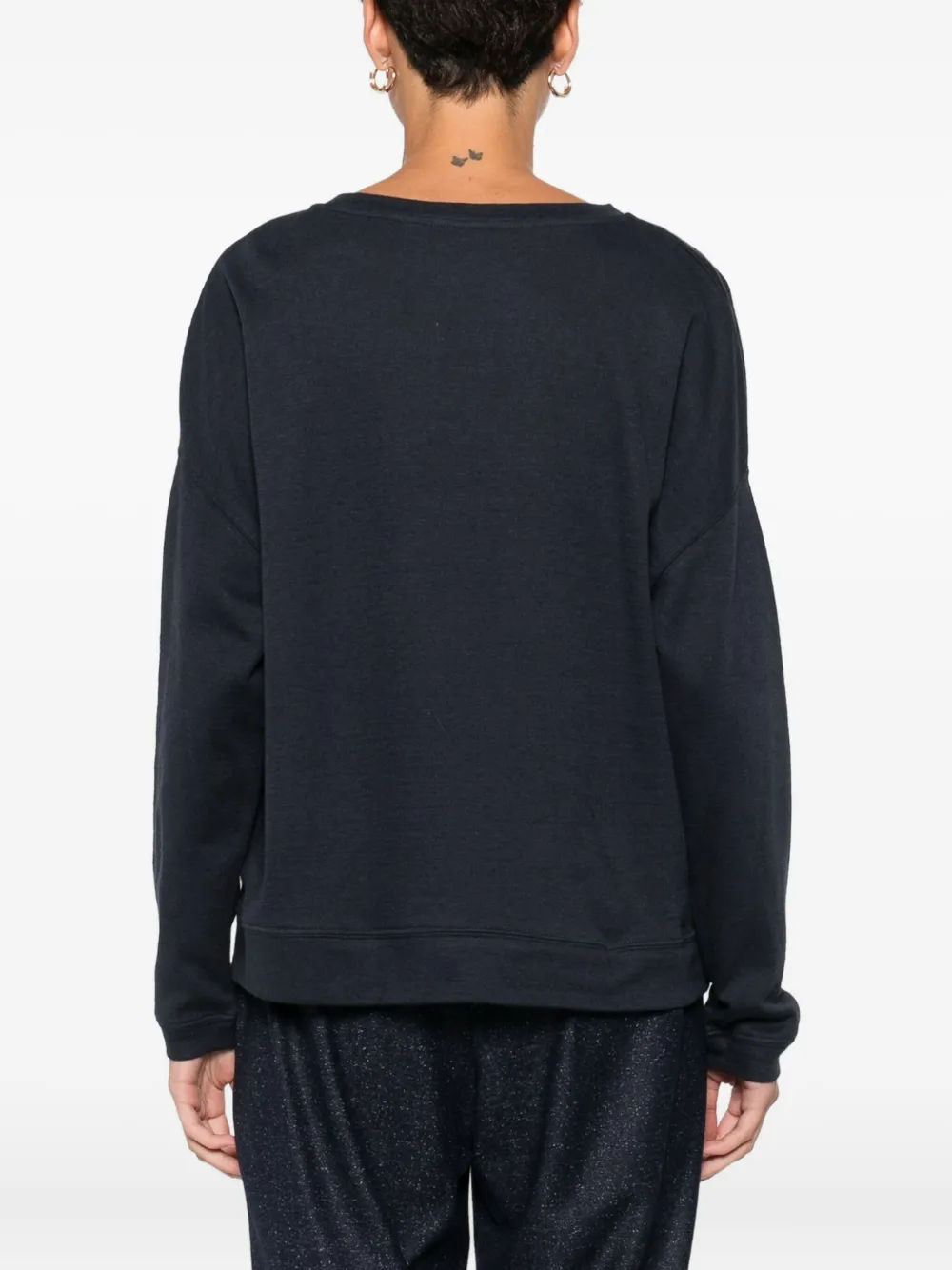 Majestic Cotton-cashmere Blend Sweater With Relaxed Fit In Blue