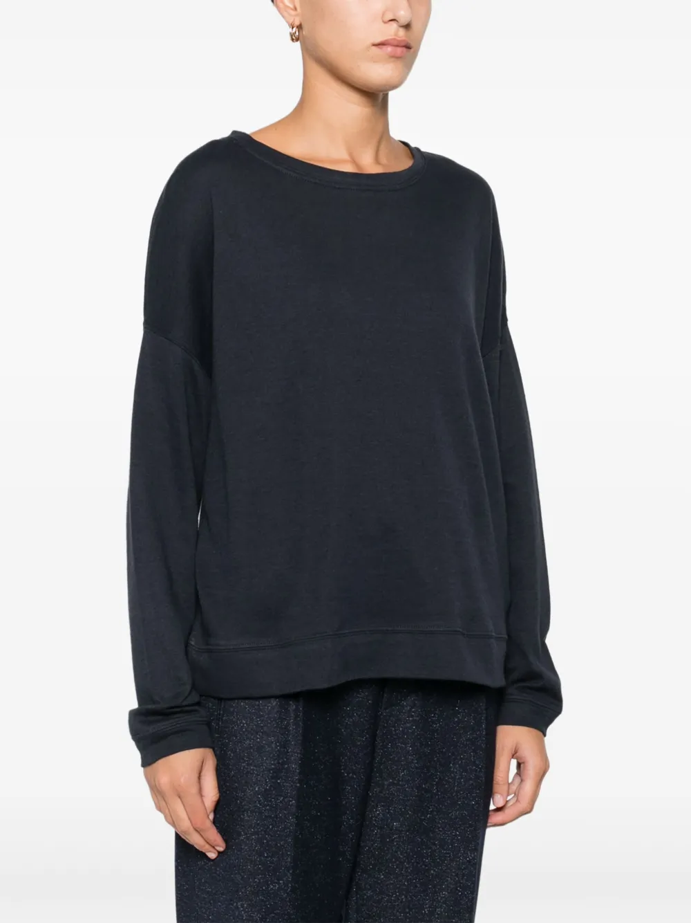 Majestic Cotton-cashmere Blend Sweater With Relaxed Fit In Blue