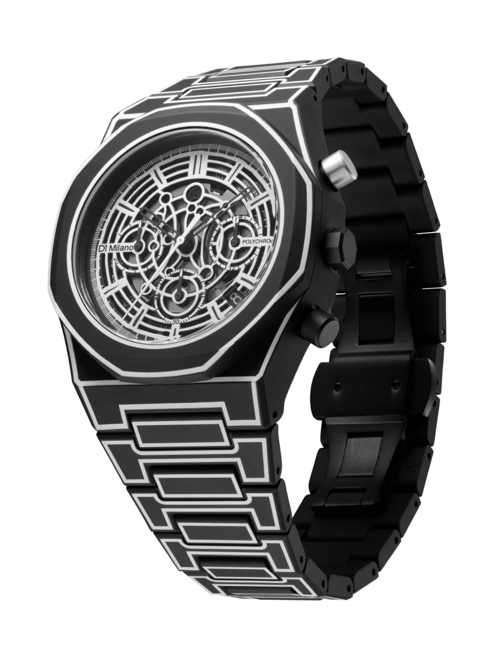 D1 Milano Polycarbonate Skeleton Chronograph 40.5mm In Silver