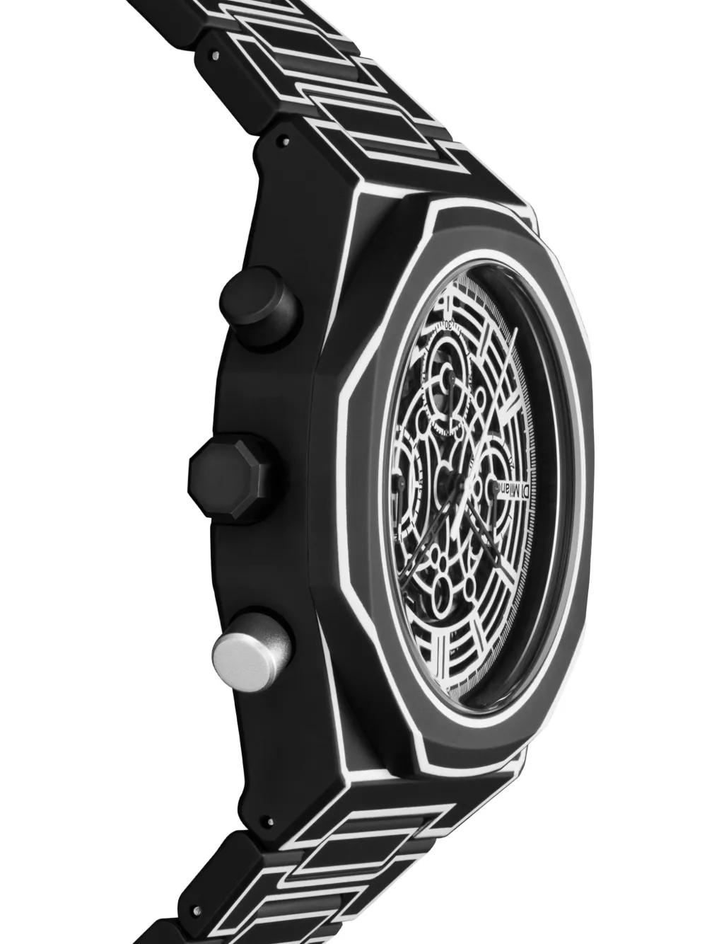 D1 Milano Polycarbonate Skeleton Chronograph 40.5mm In Silver