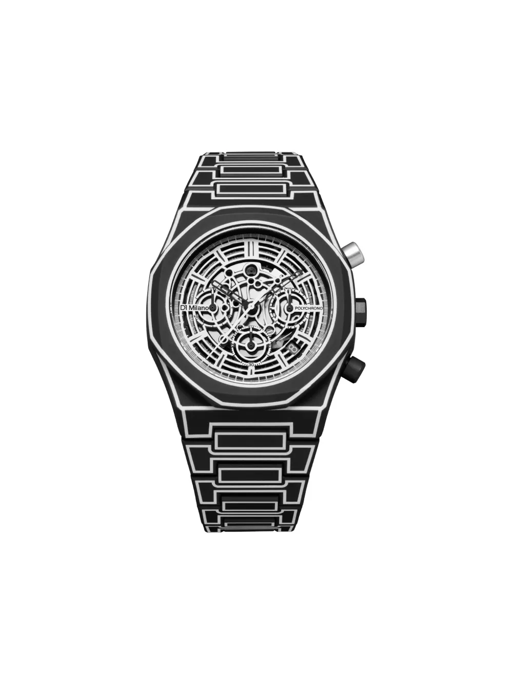 D1 Milano Polycarbonate Skeleton Chronograph 40.5mm In Silver