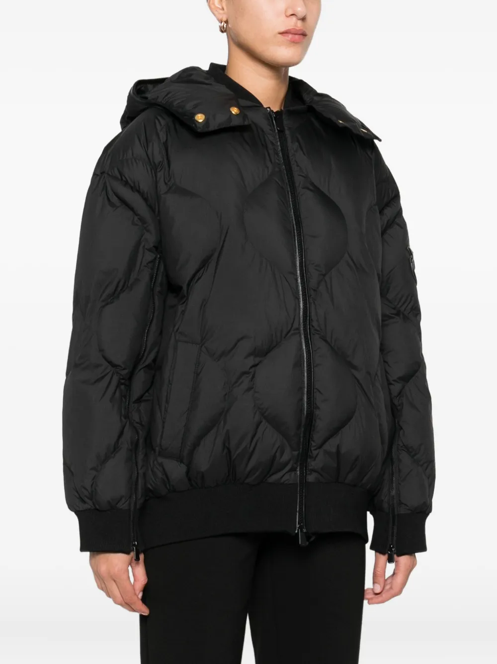 Pinko Quilted Hooded Jacket In Black