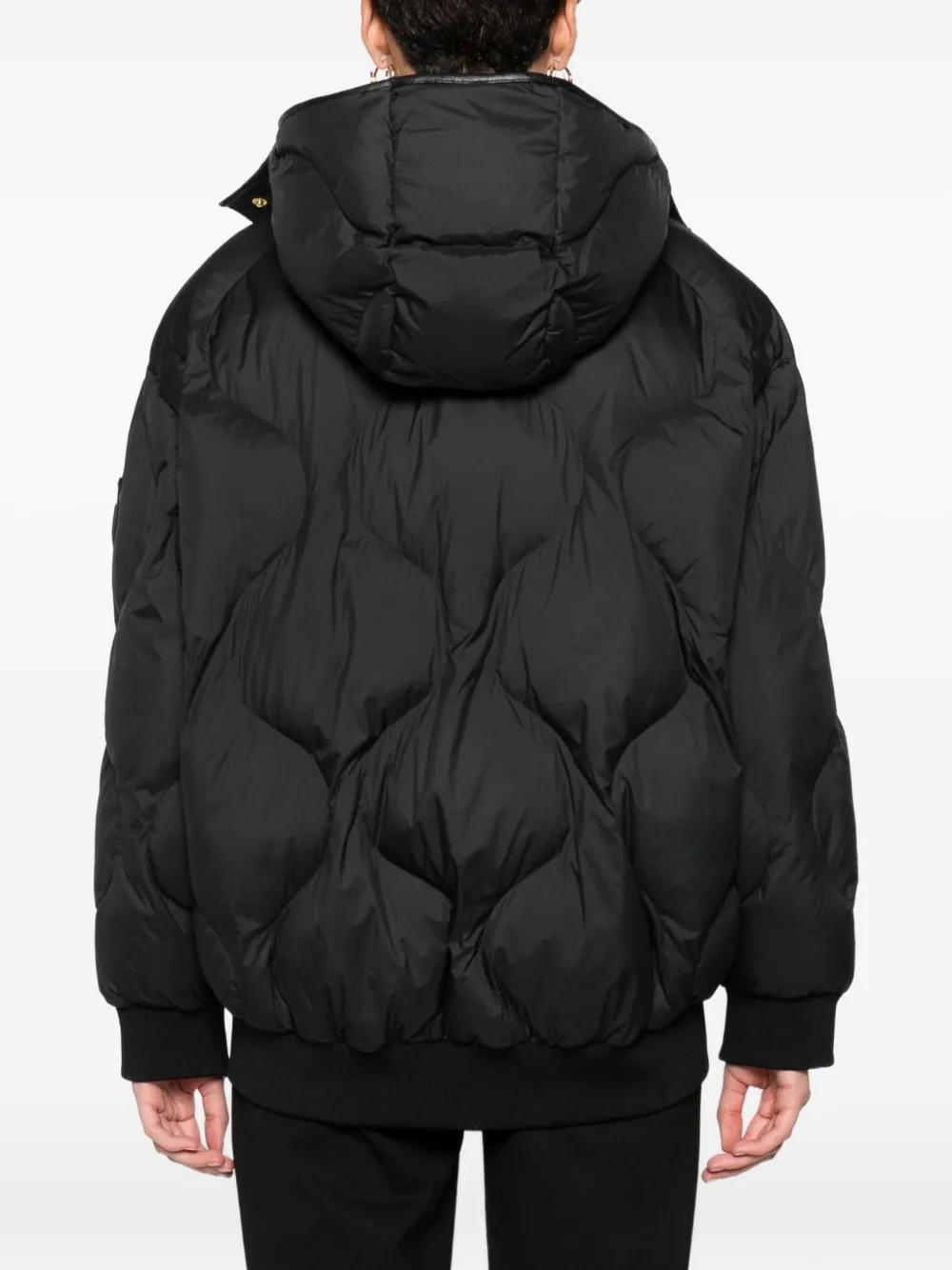 Pinko Quilted Hooded Jacket In Black