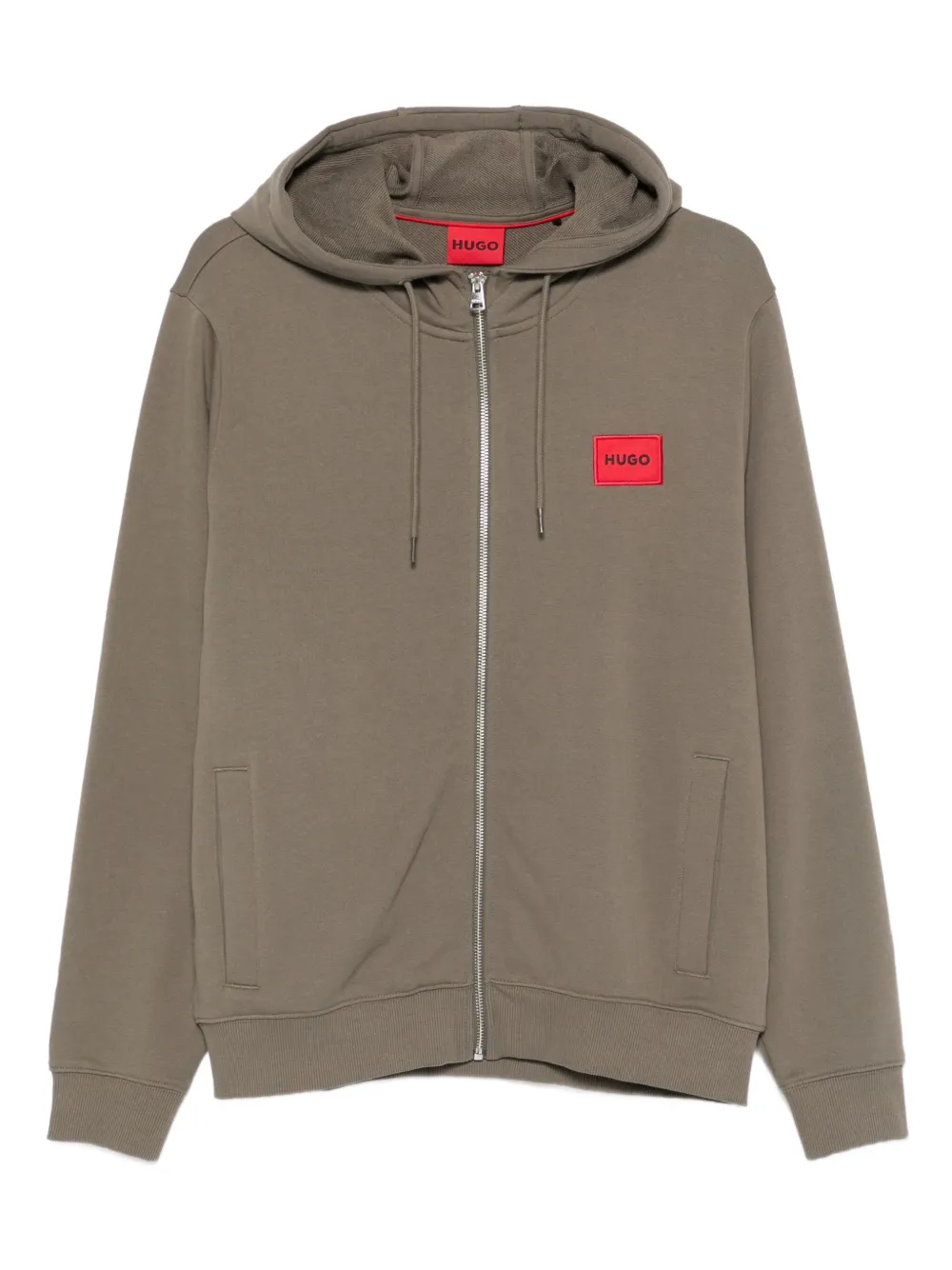 HUGO logo-patch zip-up hoodie | Neutrals | Image 1