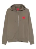 HUGO logo-patch zip-up hoodie - Neutrals