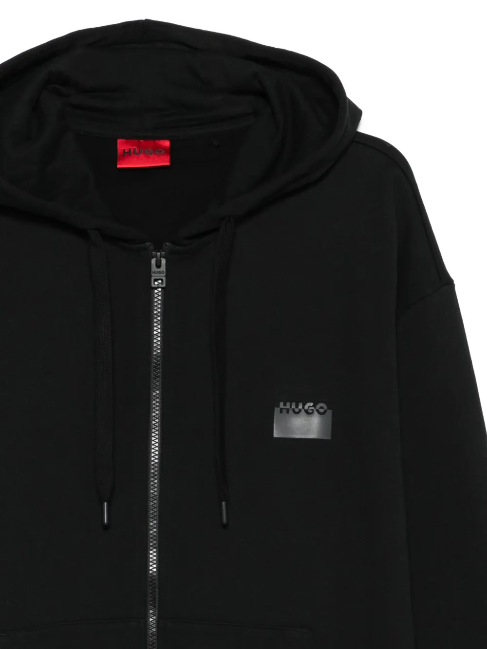 HUGO Hoodie met rits Zwart