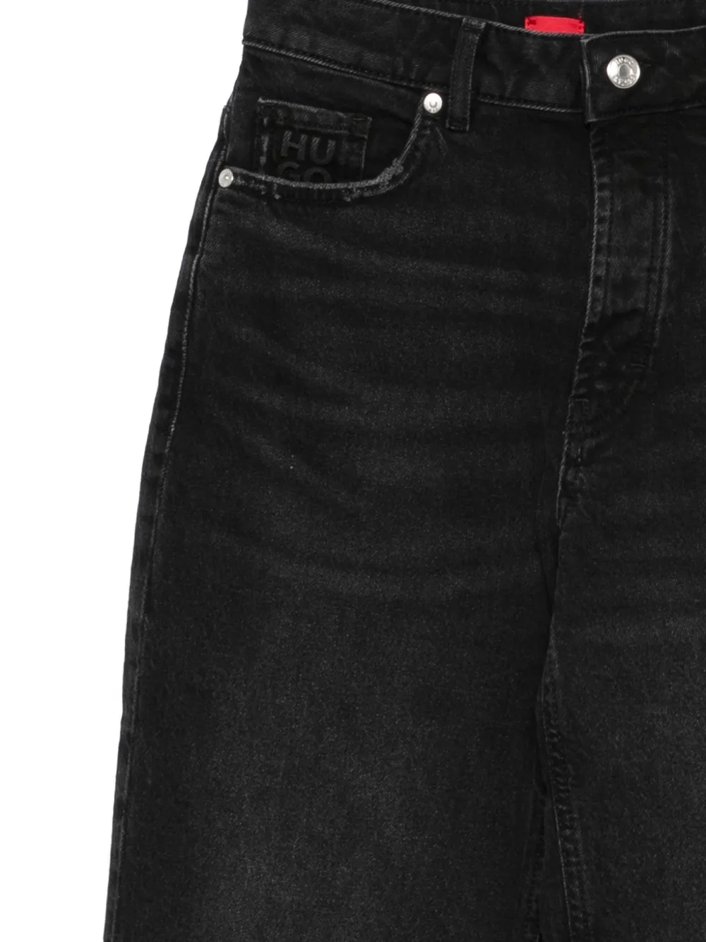 Hugo Boss Logo-patch Straight Jeans In Black