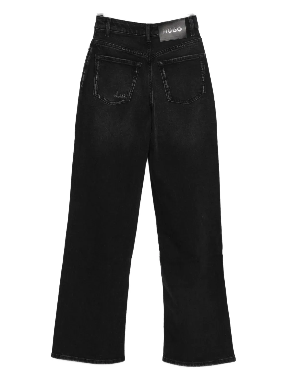 HUGO Straight jeans met logopatch - Zwart