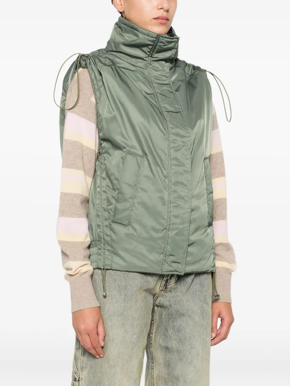Pinko Sleeveless Zip-front Gilet In Green