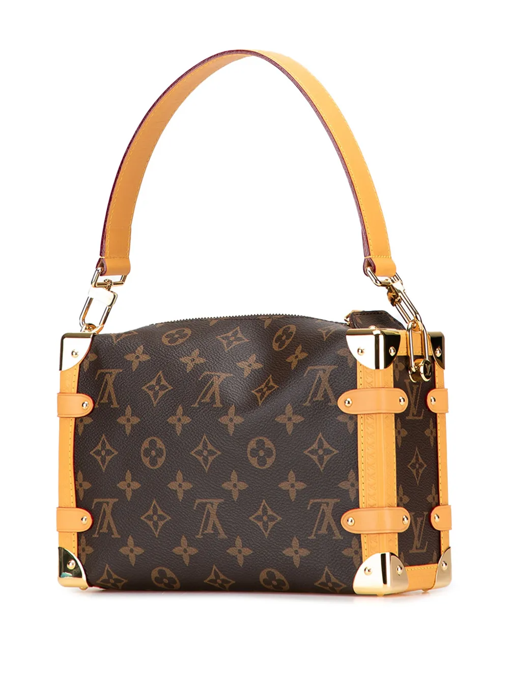 Pre-owned Louis Vuitton 2021-2025 Monogram Side Trunk Mm Satchel In Brown